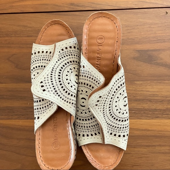 NWOT La Pinta Open Toe Wedges size 40 (9) - Picture 4 of 4